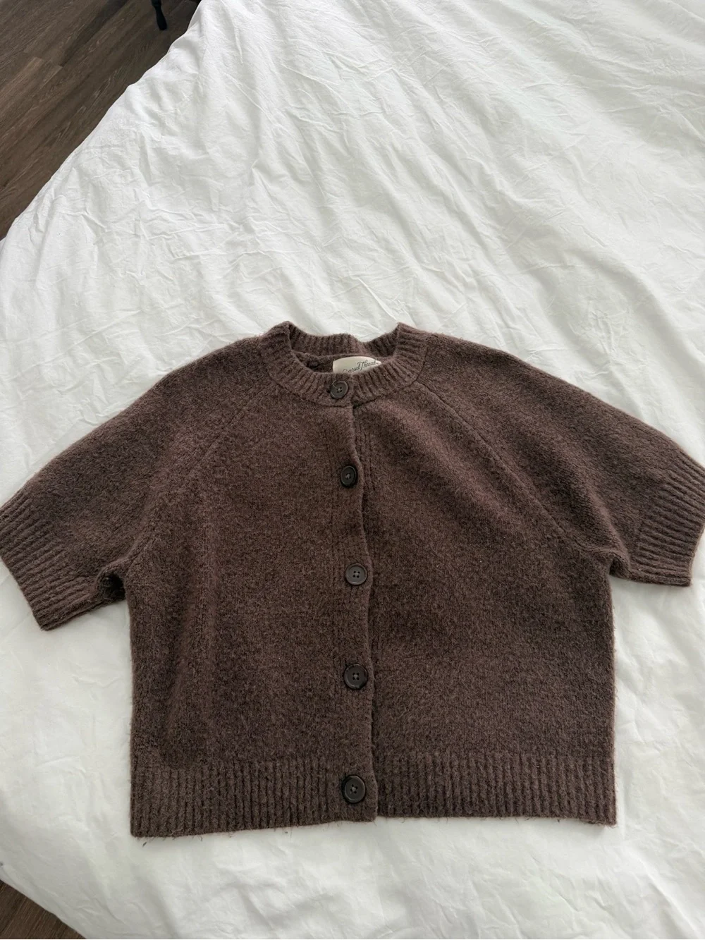 Universal Thread Brown Short-Sleeve Button Cardigan